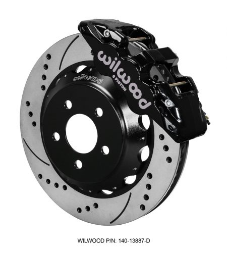 Wilwood 6-Piston AERO6 Big Brake Kit w/Drilled & Slotted Rotors - 2015 Mustang GT Front (Black Calipers)