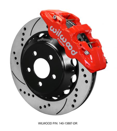 Wilwood 6-Piston AERO6 Big Brake Kit w/Drilled & Slotted Rotors - 2015 Mustang GT Front (Red Calipers)