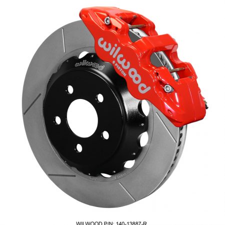Wilwood 6-Piston AERO6 Big Brake Kit w/Slotted Rotors - 2015 Mustang GT Front (Red Calipers)